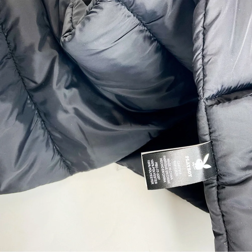 PLAYBOY Black Puffer Scarf with Hand Warmer Pockets | NWT - Picture 4 of 5